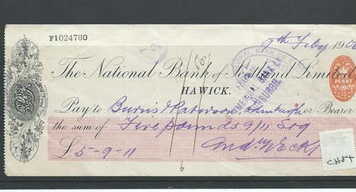 Cheque used 1900 ch84 - cheque,