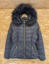 Barbour Island Quilt Puffer Jacket Women Medium Fur Hooded Black International