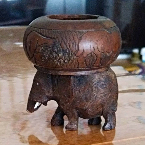 Hand carved wooden - hand, elephant