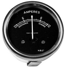 LUCAS STYLE 12V AMMETER BLACK 12-0-12 UK MADE 2"  BODY BSA TRIUMPH ETC