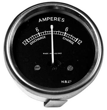 Lucas style 12v ammeter black - lucas,