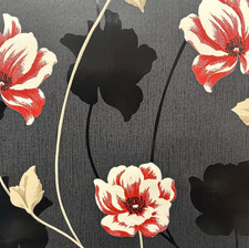 Black Red Cream Floral Luxury