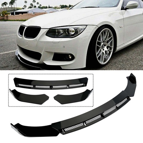 Gloss black front bumper lip - black,