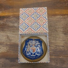  1953 Queen Elizabeth II Coronation Glass Paperweight - 3x9x9cm vintage 