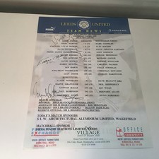 SIGNED 4 LEEDS UNITED PLAYERS V NOTTINGHAM PREMIERSHIP MATCH TEAM SHEET 1999