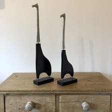 Modernist Art Deco Giraffe Animal Metal Wood Sculptures