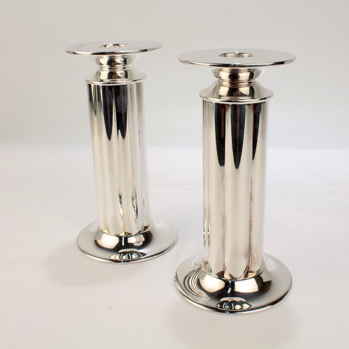 Pair silver plate fluted - of,