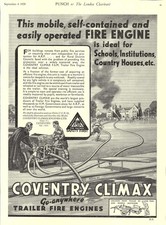 1939 Advert COVENTRY CLIMAX 'Go-Anywhere' Trailer Fire Engines Original Print Ad