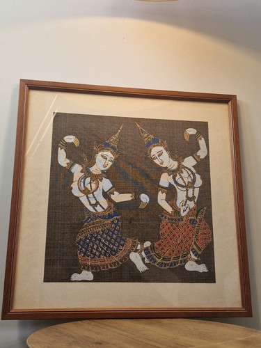 Vintage thai silk painting - vintage,