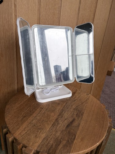 Trifold led makeup mirror with - makeup,