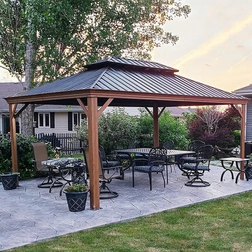 Hardtop gazebo wood finish - hardtop, gazebo,