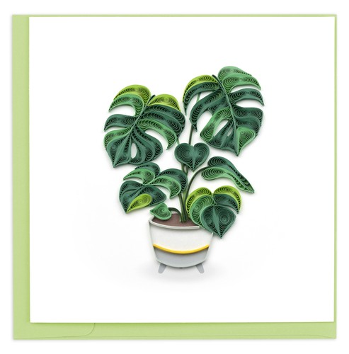 Quilling green monstera pot - quilling,