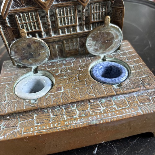 Antique brass inkwell with - brass,