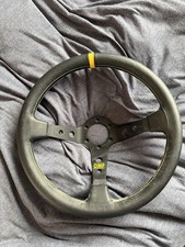 OMP Corsica Competition 350mm Dia Steering Wheel, Leather (Black, Yellow Stitch)