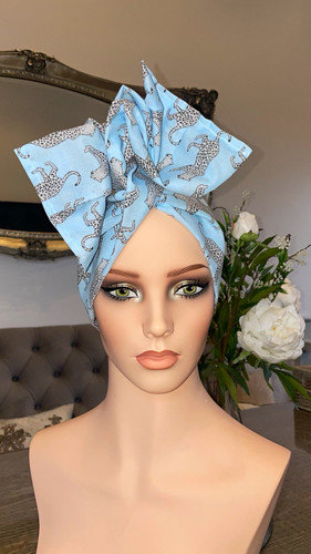 Women blue cotton turban - women’s,