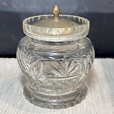 Antique Cut Glass Preserve Jan Sugar Jar  Silver Plated Lid Spoon Gap
