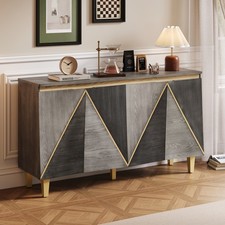Gray 60" Retro Buffet Cabinet
