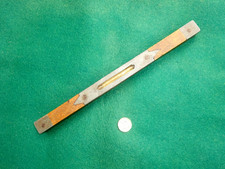 ANTIQUE 12.5" HARDWOOD LEVEL WITH UNUSUAL GREY METAL FITMENTS (PROBABLY PEWTER)