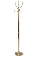 Vintage Mid-Century c.1950 Polished Brass Metal Hall Coat & Hat Stand- Fine Qual