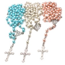 Blessed Catholic Cross-Necklace Rosary Beads Clavicle Chain Necklace Men Women