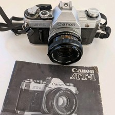Canon AT1 35mm SLR Film Camera + FD 50mm F1.8 lens + Manual + Battery, WORKING