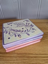 Whittards of Chelsea Set of Four Lustre Coasters Winter Wonderand Lilac, Pink