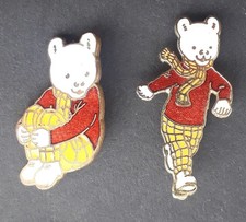 2 x RUPERT BEAR enamel pin badge (Rainbow Designs) NO PINS ON BACK