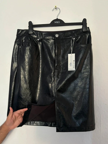 Black faux leather - black, skirt