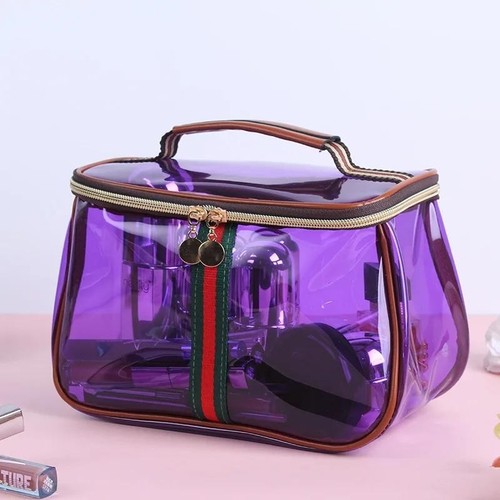 Transparent pvc makeup bag - transparent,