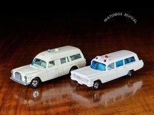 2x Matchbox Ambulance No.3c Mercedes-Benz & No.54b Cadillac  Superfast