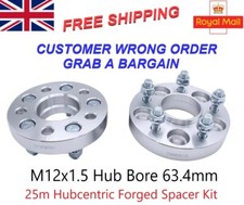 25MM HUB-CENTRIC ALLOY WHEEL SPACERS FOR FORD 5X108 PCD / 63.4MM BORE + NUT -2KX