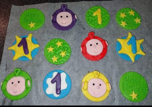 Teletubbies fondant cupcake - teletubbies,