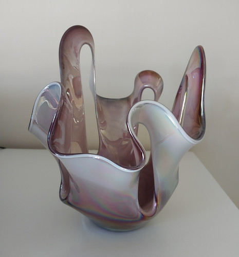 Purple white art glass - &,