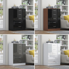 REFLECT Gloss Bedroom Furniture Tall 5 Drawer Chest of Drawers - 4 Colour Option