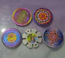 5x Vintage 1990s Pog Metal
