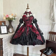 lolita style dress red black