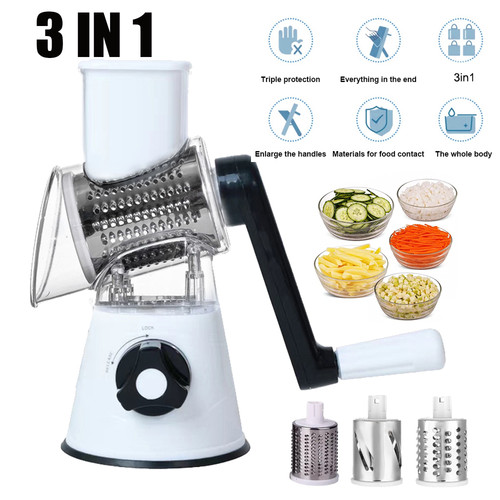 Rotary cheese grater ss - 3-in-1,