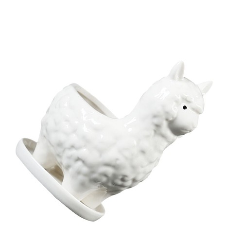 White ceramic flowerpot - white,