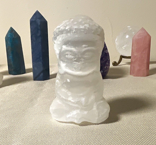 Natural white selenite crystal - natural,
