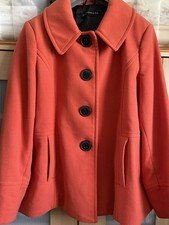 Orange swing coat Wardrobe size 16 Women's contrast black buttons 