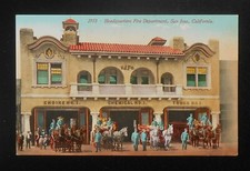 1900s Headquarters Fire Department Antique Fire Engines Wagons Horse San Jose CA