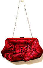 Ben De Lisi At Debenhams Red Satin Clutch Bag Chain Strap 5 X 10" Clasp