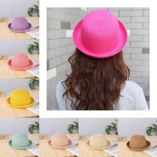 Women Ladies Straw Bowler