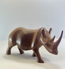 Hand Carved Wooden Rhino