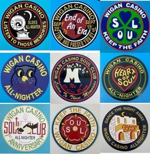 NORTHERN SOUL VINYL STICKER - SET OF 9 WIGAN CASINO 4" STICKERS