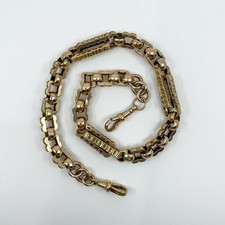 Antique Victorian Chunky 9ct Gold 16” Fancy Albert Chain 2x Dog Clips Birm 1900