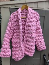 Chunky Pink cardigan collosal knit 100% wool giant yarn sweater Merino 10/12