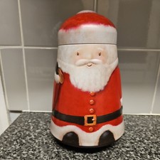 M&S Santa/Father Christmas Tin Jolly Wobbling Biscuit Empty Red/ White/Black