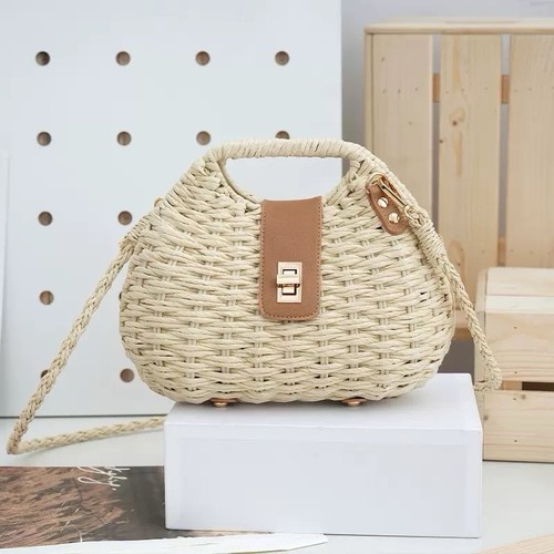 Woven straw effect handbag - woven,