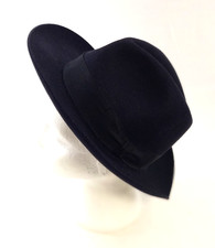 Black Fedora Hat Bow Detail Genuine Leather Band Ladies Smart